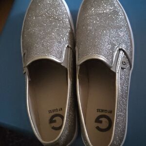 Guess Shimmering Silver Slip-Ons